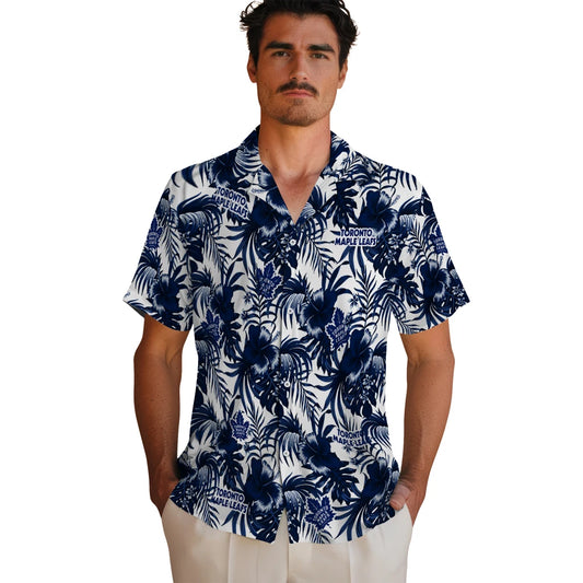 Toronto Maple Leafs Hawaiian Shirt - Hibiscus Exotic | Moonbestprint