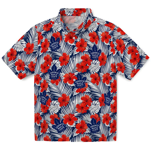 Toronto Maple Leafs Hawaiian Shirt - Hibiscus Fiesta | Moonbestprint
