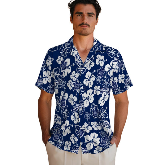 Toronto Maple Leafs Hawaiian Shirt - Hibiscus Flower Design | Moonbestprint