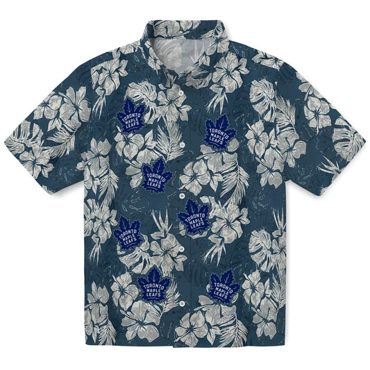 Toronto Maple Leafs Hawaiian Shirt - Hibiscus Flowers | Moonbestprint
