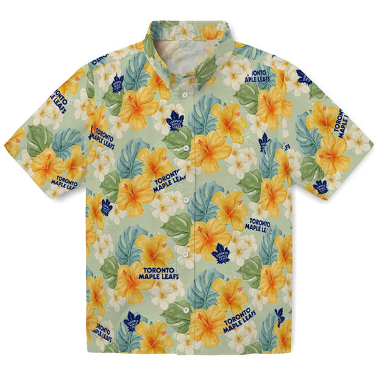 Toronto Maple Leafs Hawaiian Shirt - Hibiscus Mood | Moonbestprint
