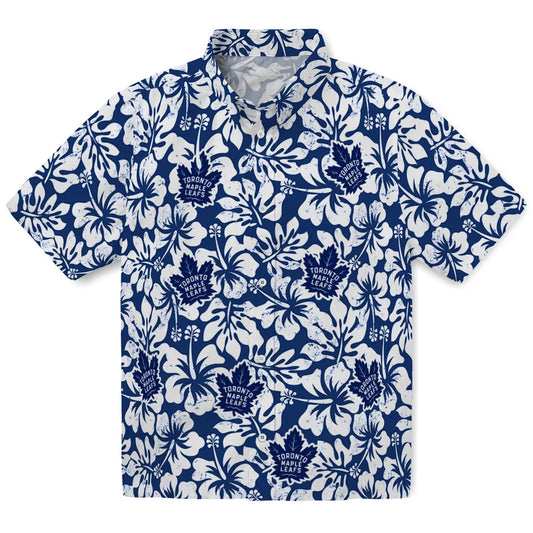 Toronto Maple Leafs Hawaiian Shirt - Hibiscus Motif | Moonbestprint