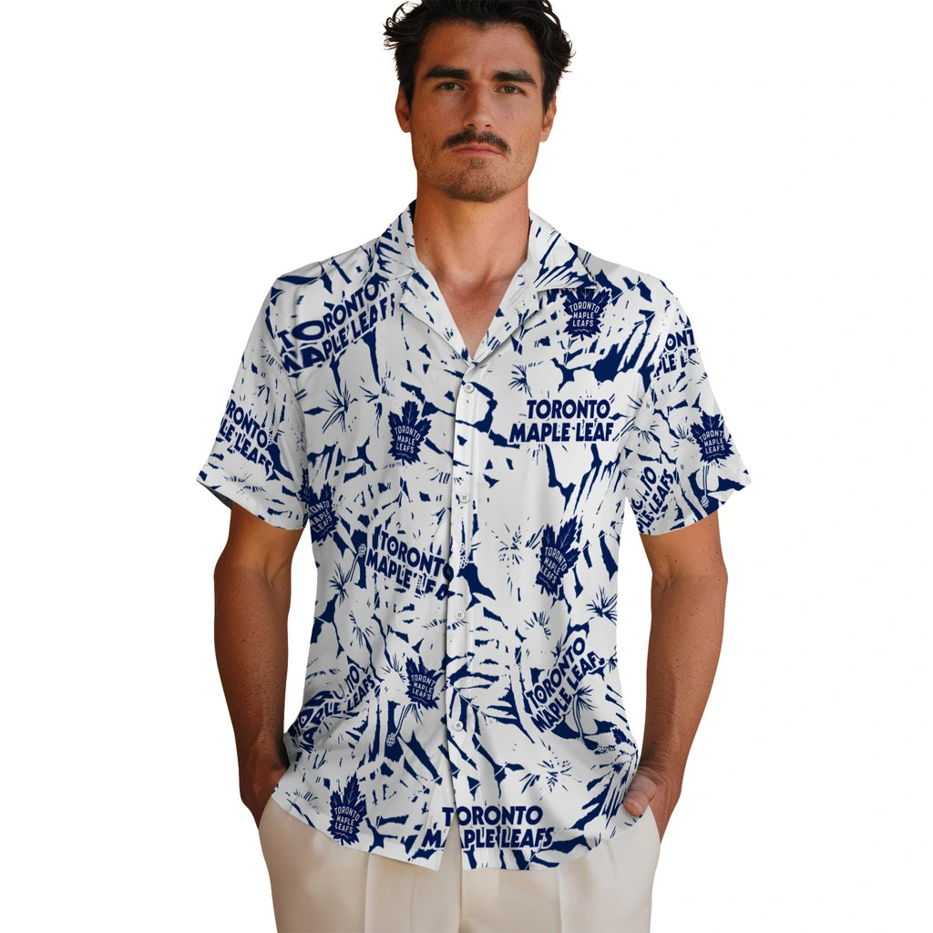 Toronto Maple Leafs Hawaiian Shirt - Hibiscus Overlay | Moonbestprint