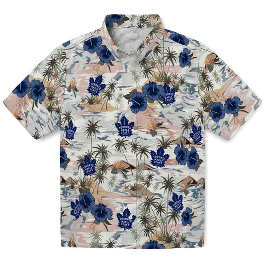 Toronto Maple Leafs Hawaiian Shirt - Hibiscus Seaside | Moonbestprint