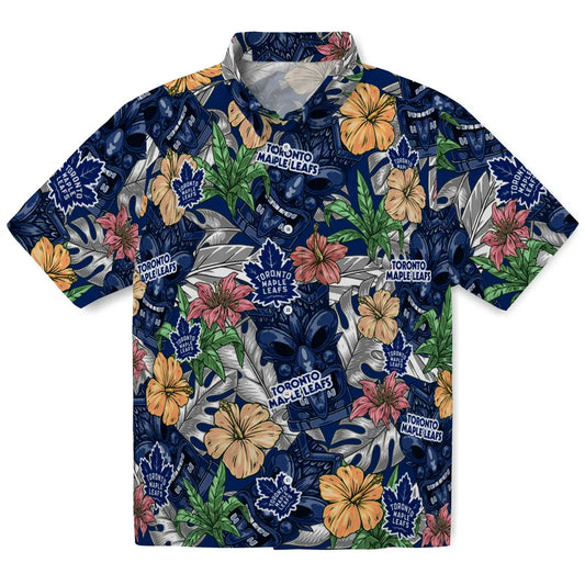 Toronto Maple Leafs Hawaiian Shirt - Hibiscus Tiki Jungle | Moonbestprint