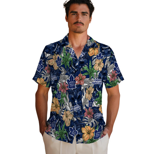 Toronto Maple Leafs Hawaiian Shirt - Hibiscus Tiki Jungle | Moonbestprint