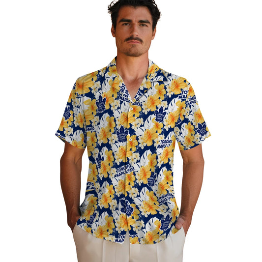 Toronto Maple Leafs Hawaiian Shirt - Hibiscus Tropics | Moonbestprint