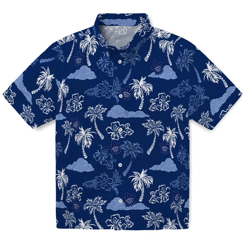 Toronto Maple Leafs Hawaiian Shirt - Palm And Clouds | Moonbestprint