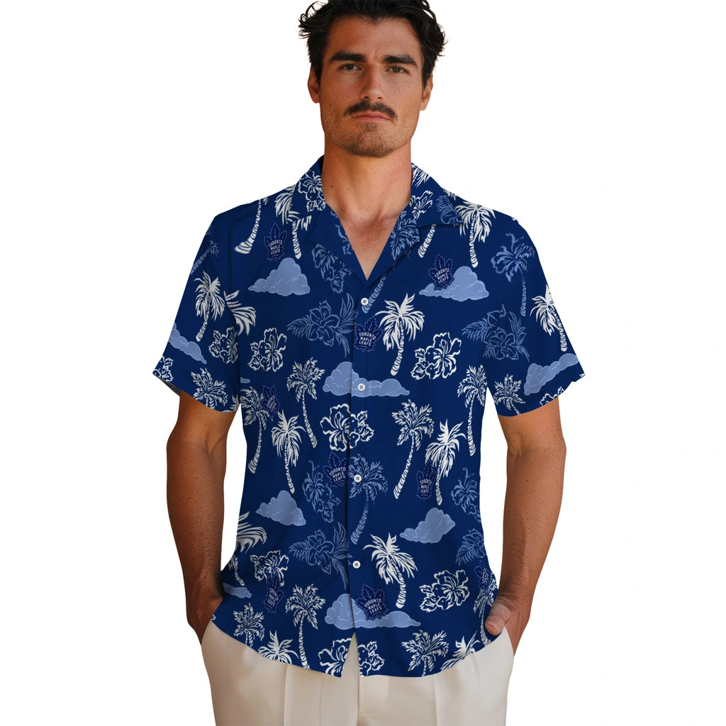 Toronto Maple Leafs Hawaiian Shirt - Palm And Clouds | Moonbestprint