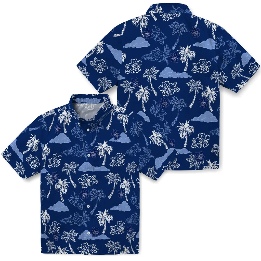 Toronto Maple Leafs Hawaiian Shirt - Palm And Clouds | Moonbestprint