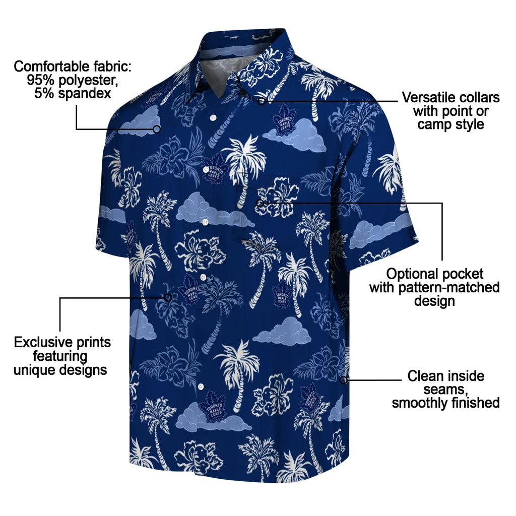 Toronto Maple Leafs Hawaiian Shirt - Palm And Clouds | Moonbestprint