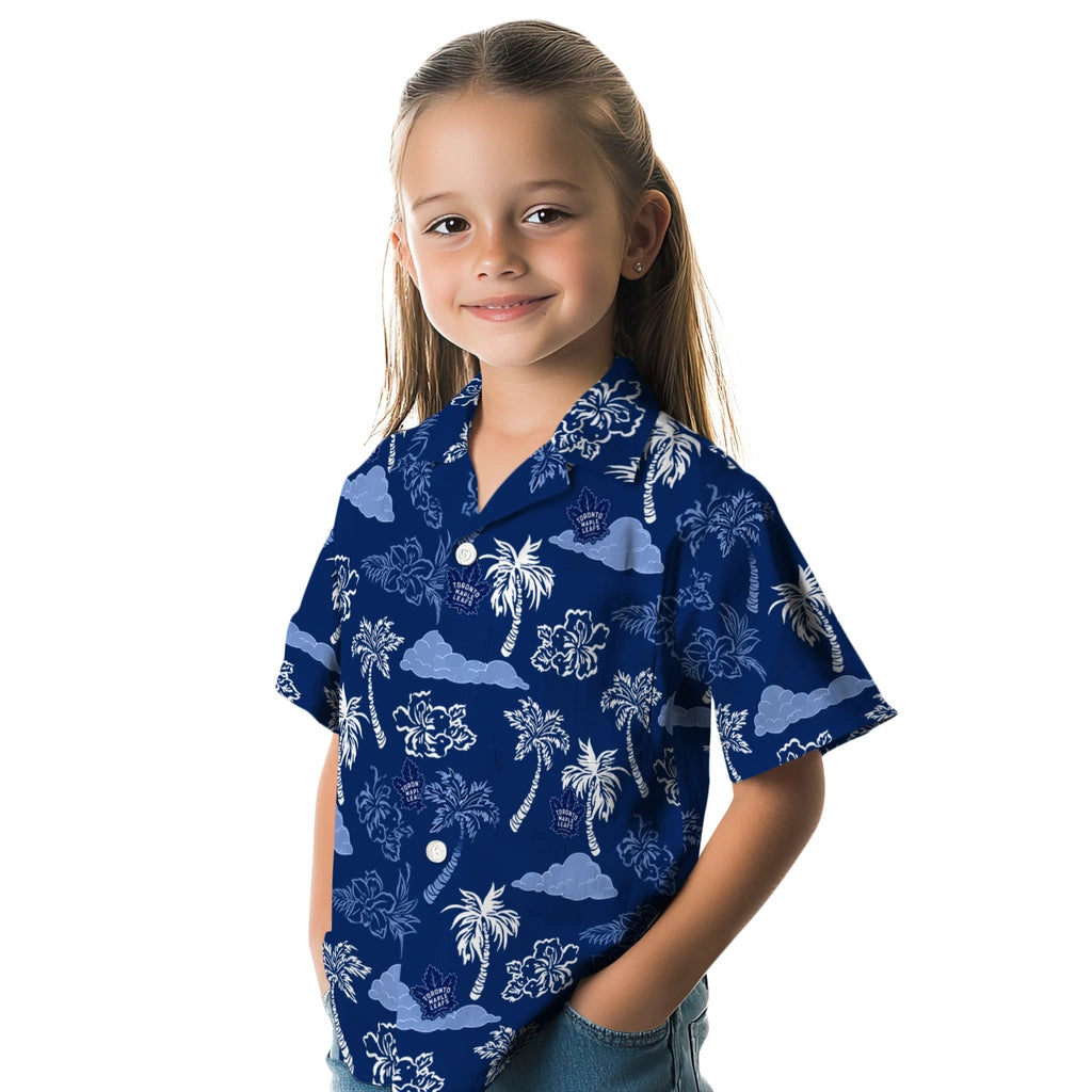 Toronto Maple Leafs Hawaiian Shirt - Palm And Clouds | Moonbestprint