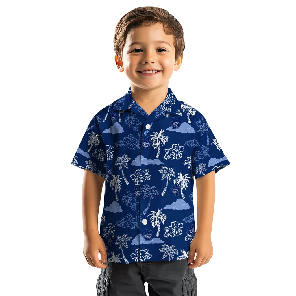 Toronto Maple Leafs Hawaiian Shirt - Palm And Clouds | Moonbestprint
