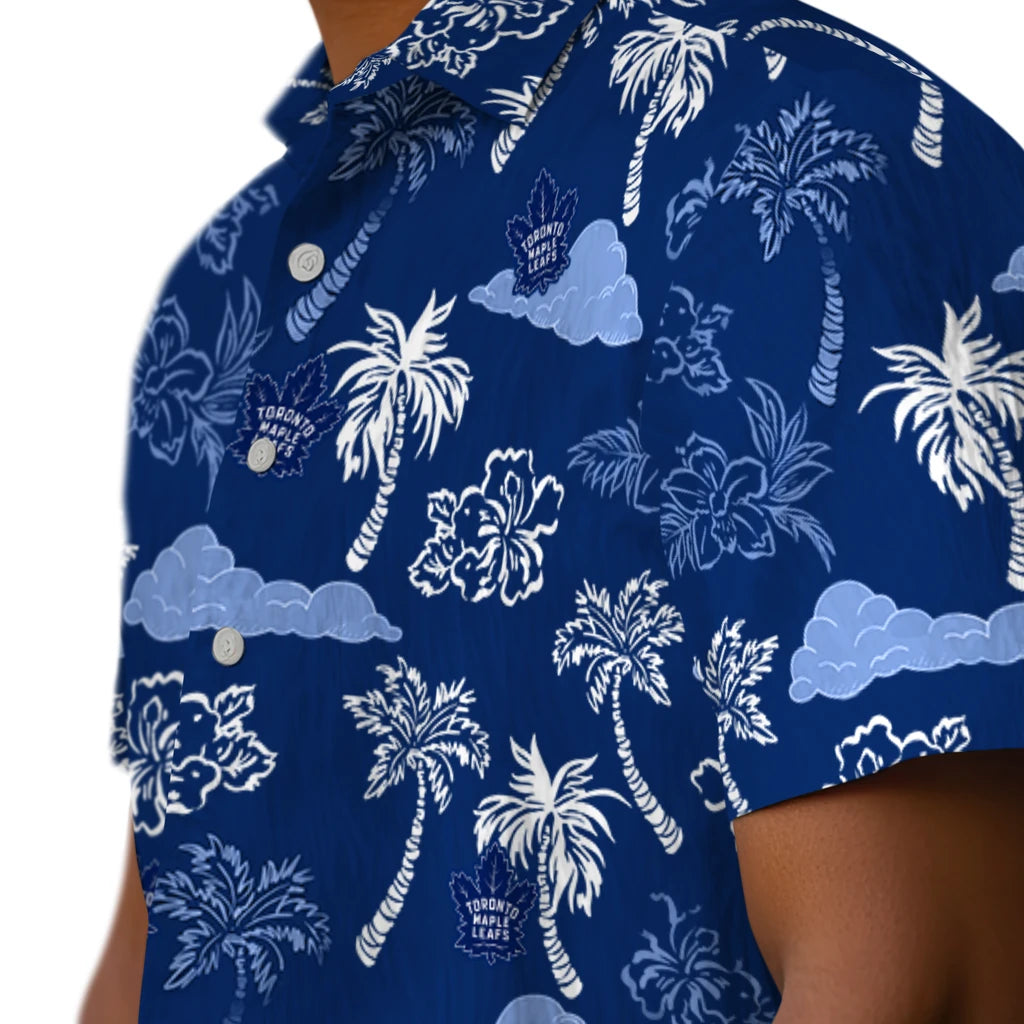 Toronto Maple Leafs Hawaiian Shirt - Palm And Clouds | Moonbestprint