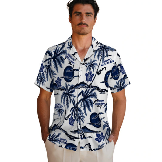 Toronto Maple Leafs Hawaiian Shirt - Palm Sunset | Moonbestprint