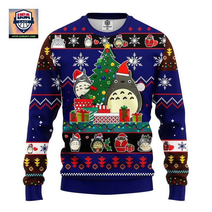 Totoro Ghibli Noel Ugly Christmas Sweater Blue 1 Amazing Gift Idea Thanksgiving Gift ? Usalast