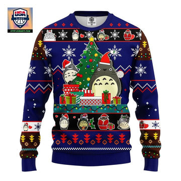 Totoro Ghibli Noel Ugly Christmas Sweater Blue 1 Amazing Gift Idea Thanksgiving Gift ? Usalast