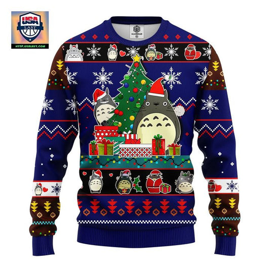 Totoro Ghibli Noel Ugly Christmas Sweater Blue 1 Amazing Gift Idea Thanksgiving Gift ? Usalast