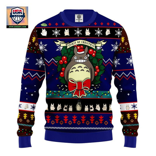 Totoro Ugly Christmas Sweater Blue 1 Amazing Gift Idea Thanksgiving Gift ? Usalast