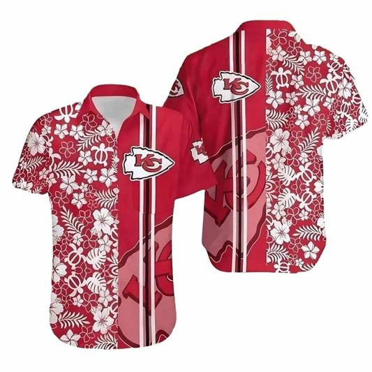 Men's Tropical Chiefs Red Floral Graphic Hawaiian Shirt Unisex Aloha Tee - Moonbestprint