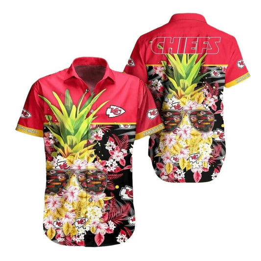 Kansas City Chiefs Pineapple Hawaiian Shirt Tropical Graphic Tee - Moonbestprint