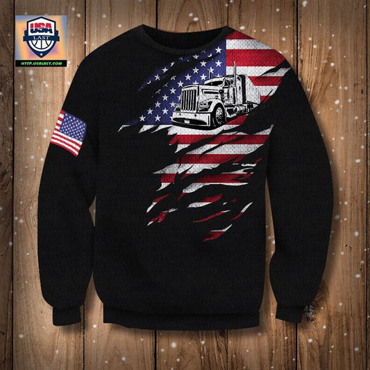 Truck American Flag 3D Sweater Pride Truck Driver Sweater Winter Gift Truck Driver Gift ? Usalast