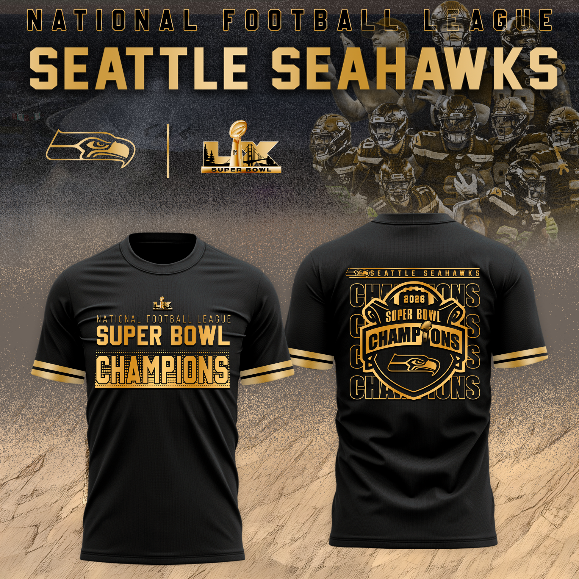 Seattle Seahawks 2026 Super Bowl LX Tshirt - Limited Editions | HV68 Moonbestprint