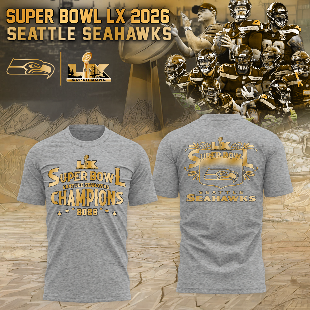 Seattle Seahawks 2026 Super Bowl LX Tshirt - Limited Editions | AF88 Moonbestprint