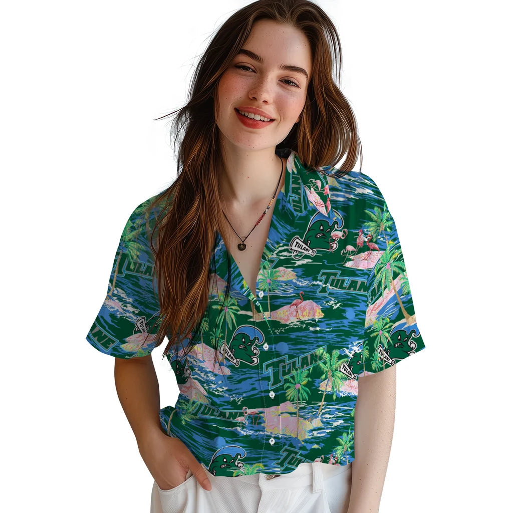 Tulane Wave Flamingo Retreat 2026 Hawaiian Shirt – Moonbestprint