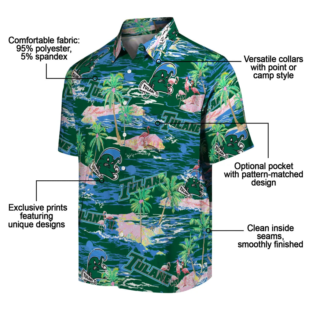 Tulane Wave Flamingo Retreat 2026 Hawaiian Shirt – Moonbestprint