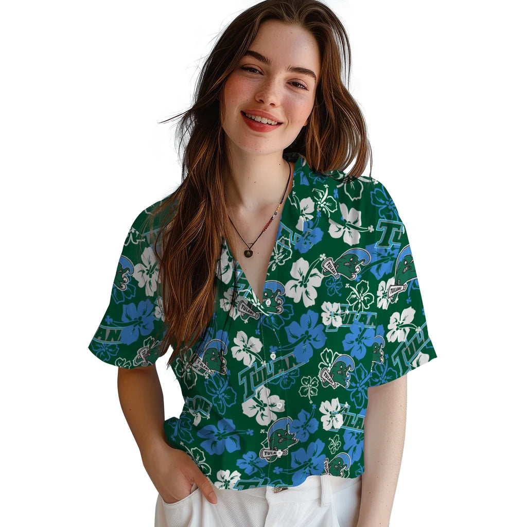 Tulane Wave Hibiscus Bloom Hawaiian Shirt – Moonbestprint