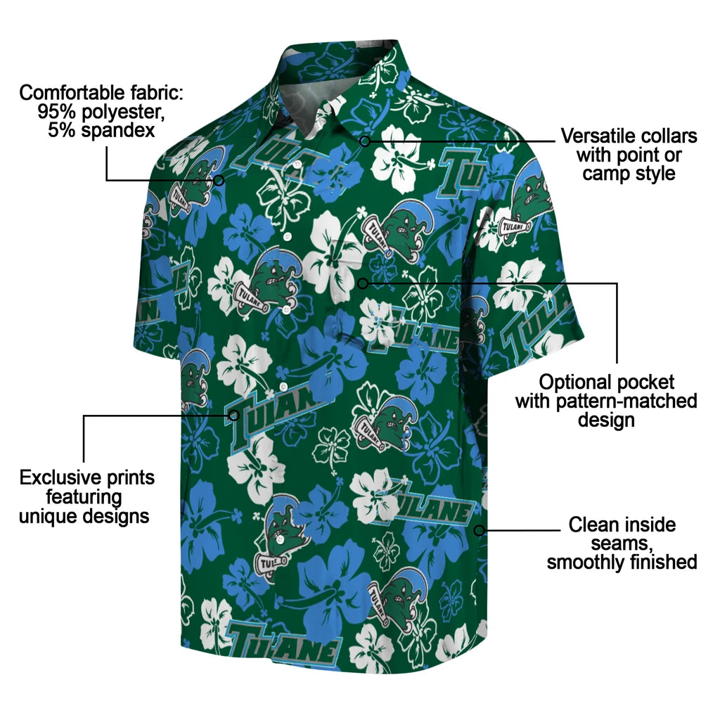 Tulane Wave Hibiscus Bloom Hawaiian Shirt – Moonbestprint