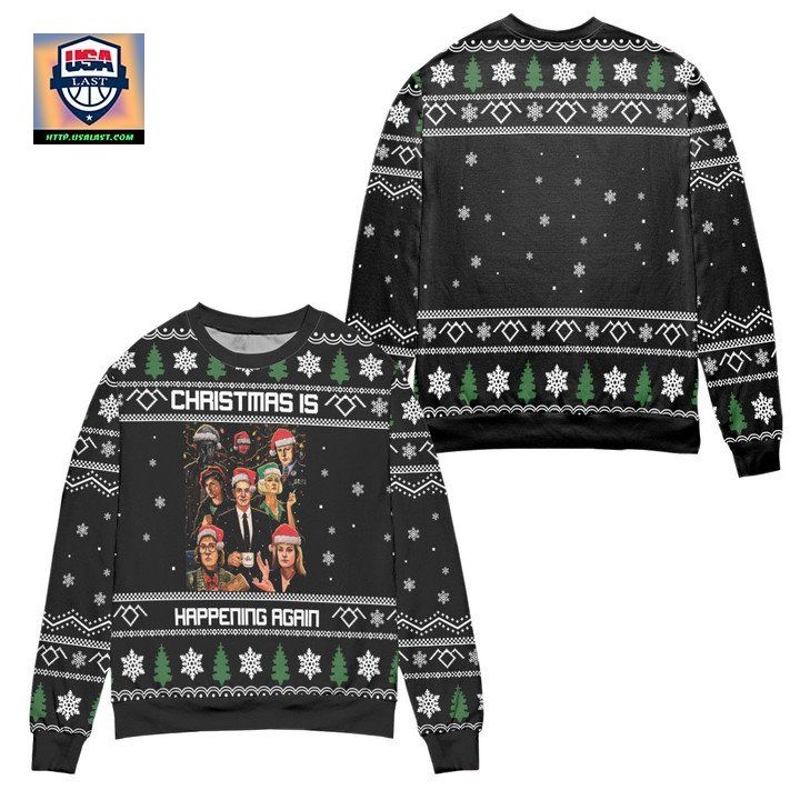 Twin Peaks Christmas is Happening Again Snowflake Pattern Ugly Christmas Sweater ? Black ? Usalast