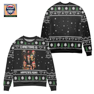 Twin Peaks Christmas is Happening Again Snowflake Pattern Ugly Christmas Sweater ? Black ? Usalast