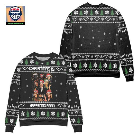 Twin Peaks Christmas is Happening Again Snowflake Pattern Ugly Christmas Sweater ? Black ? Usalast