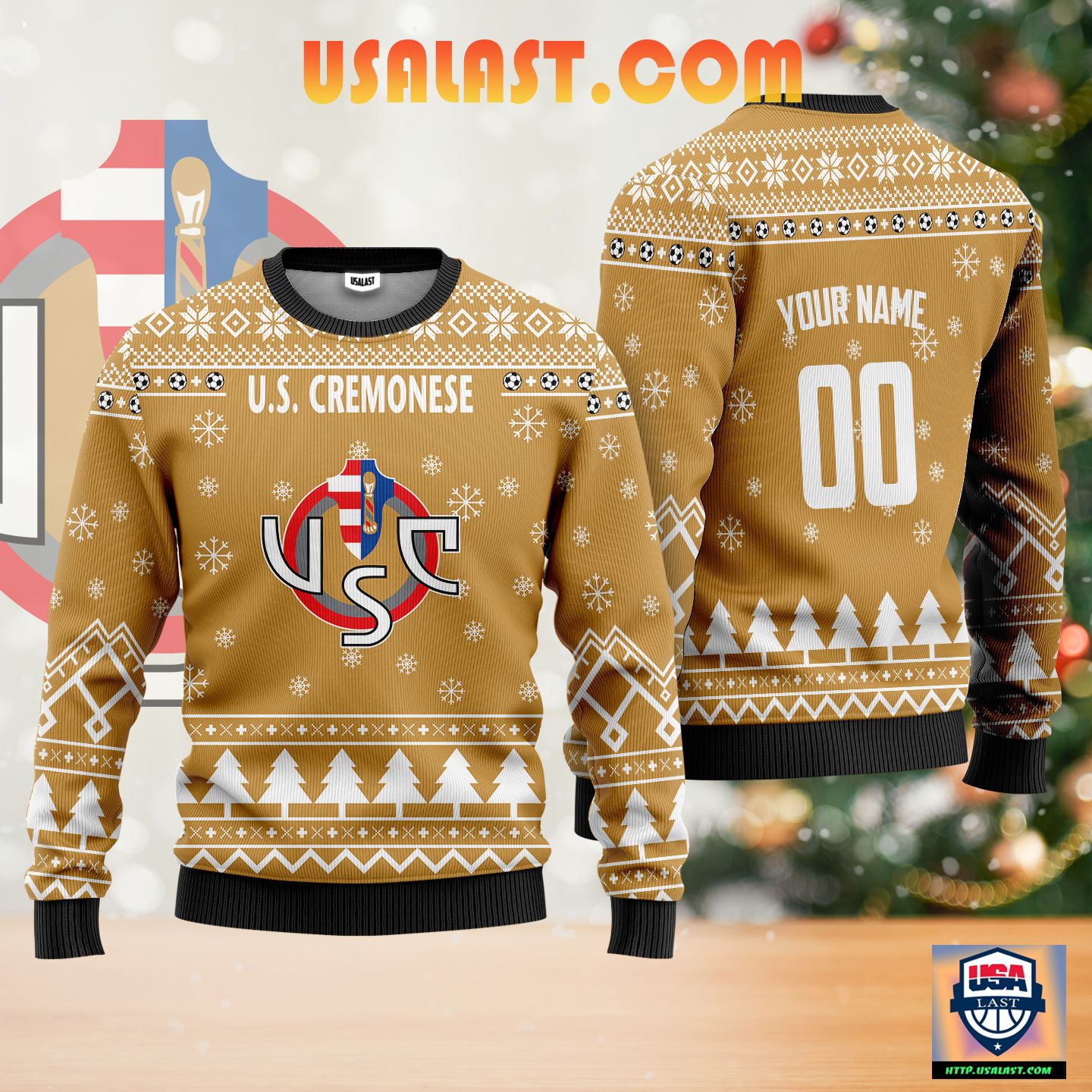 U.S. Cremonese Personalized Ugly Christmas Sweater Gold Version ? Usalast