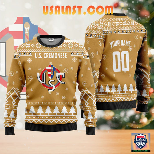 U.S. Cremonese Personalized Ugly Christmas Sweater Gold Version ? Usalast