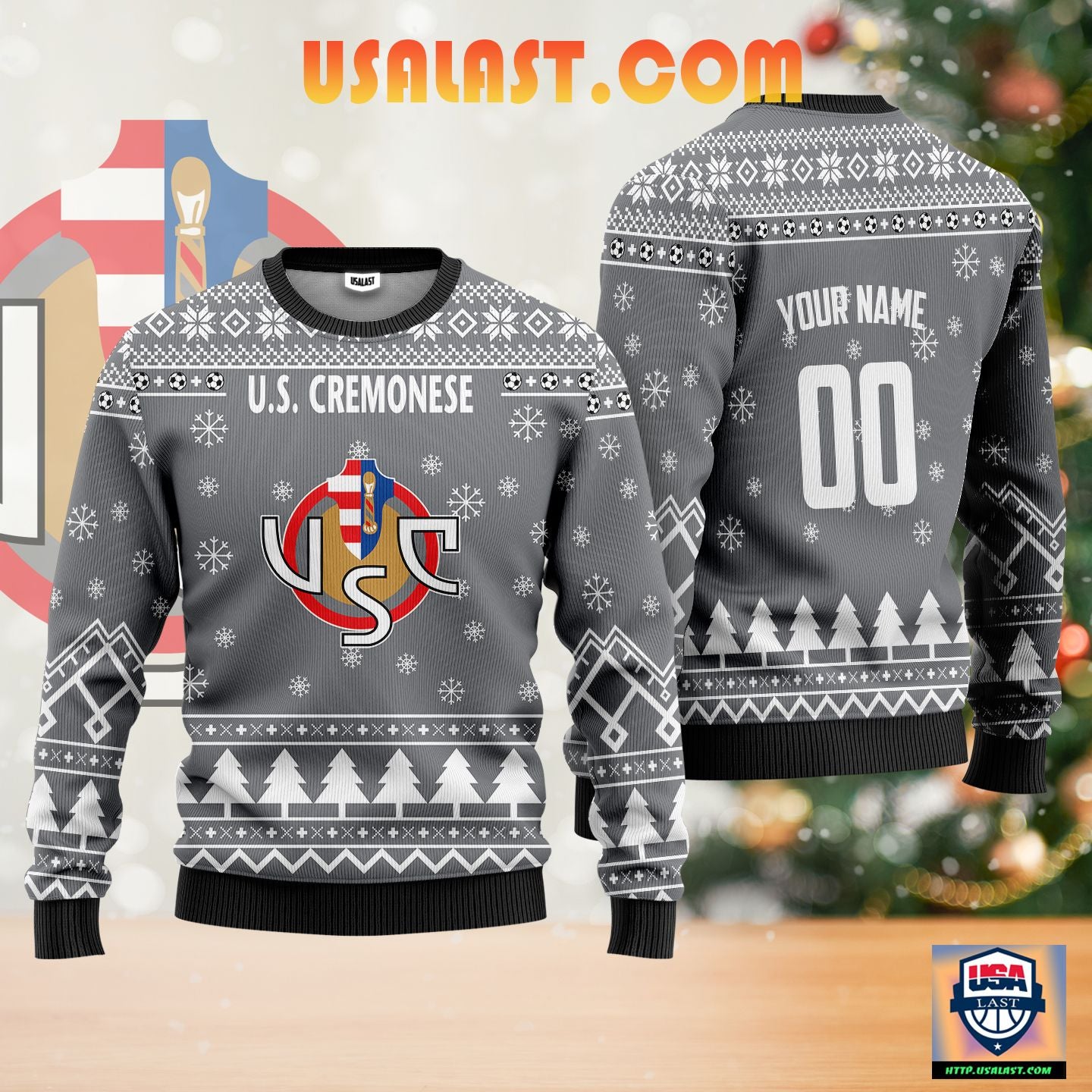 U.S. Cremonese Personalized Ugly Christmas Sweater Gray Version ? Usalast