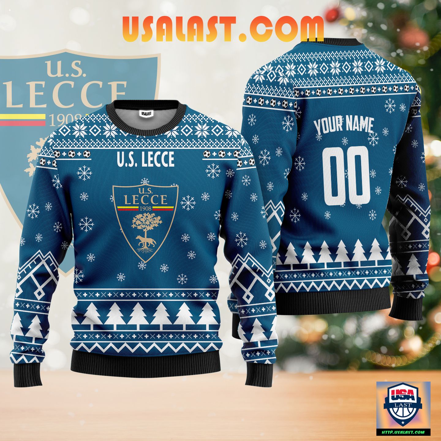 U.S. Lecce Personalized Ugly Christmas Sweater Blue Version ? Usalast