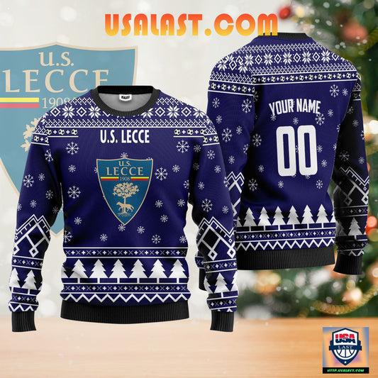 U.S. Lecce Personalized Ugly Christmas Sweater Navy Version ? Usalast