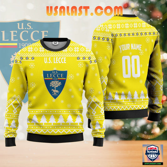 U.S. Lecce Personalized Ugly Christmas Sweater Yellow Version ? Usalast