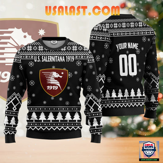 U.S. Salernitana 1919 Personalized Ugly Christmas Sweater Black Version ? Usalast