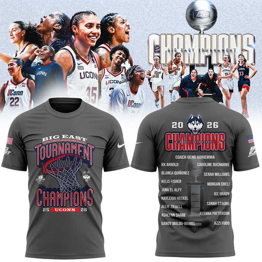 UConn Women's Basketball 2026 BIG EAST Tournament Champions Gray Shirt | XN55 Moonbestprint