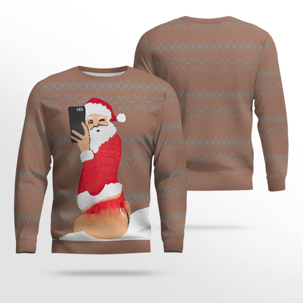 Selfie Santa Ass Ugly Christmas Sweater Mocha Mousse – Moonbestprint
