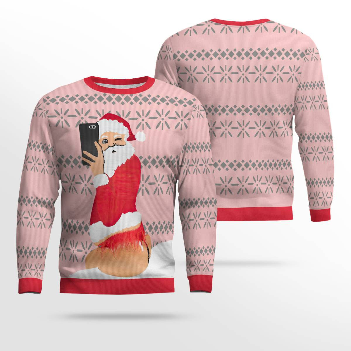 Selfie Santa Ass Ugly Christmas Sweater Powder Pink – Moonbestprint