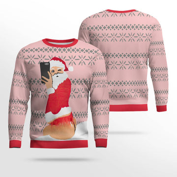 Selfie Santa Ass Ugly Christmas Sweater Powder Pink – Moonbestprint