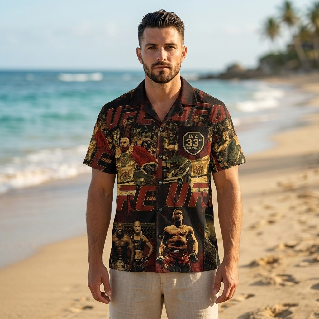 Unisex UFC 33rd Anniversary Commemorative Graphic Hawaiian Shirt for MMA Fans – Moonbestprint