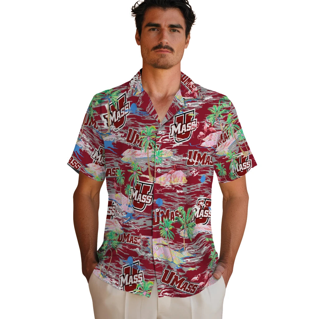 UMass Minutemen Flamingo Retreat 2026 Hawaiian Shirt – Moonbestprint