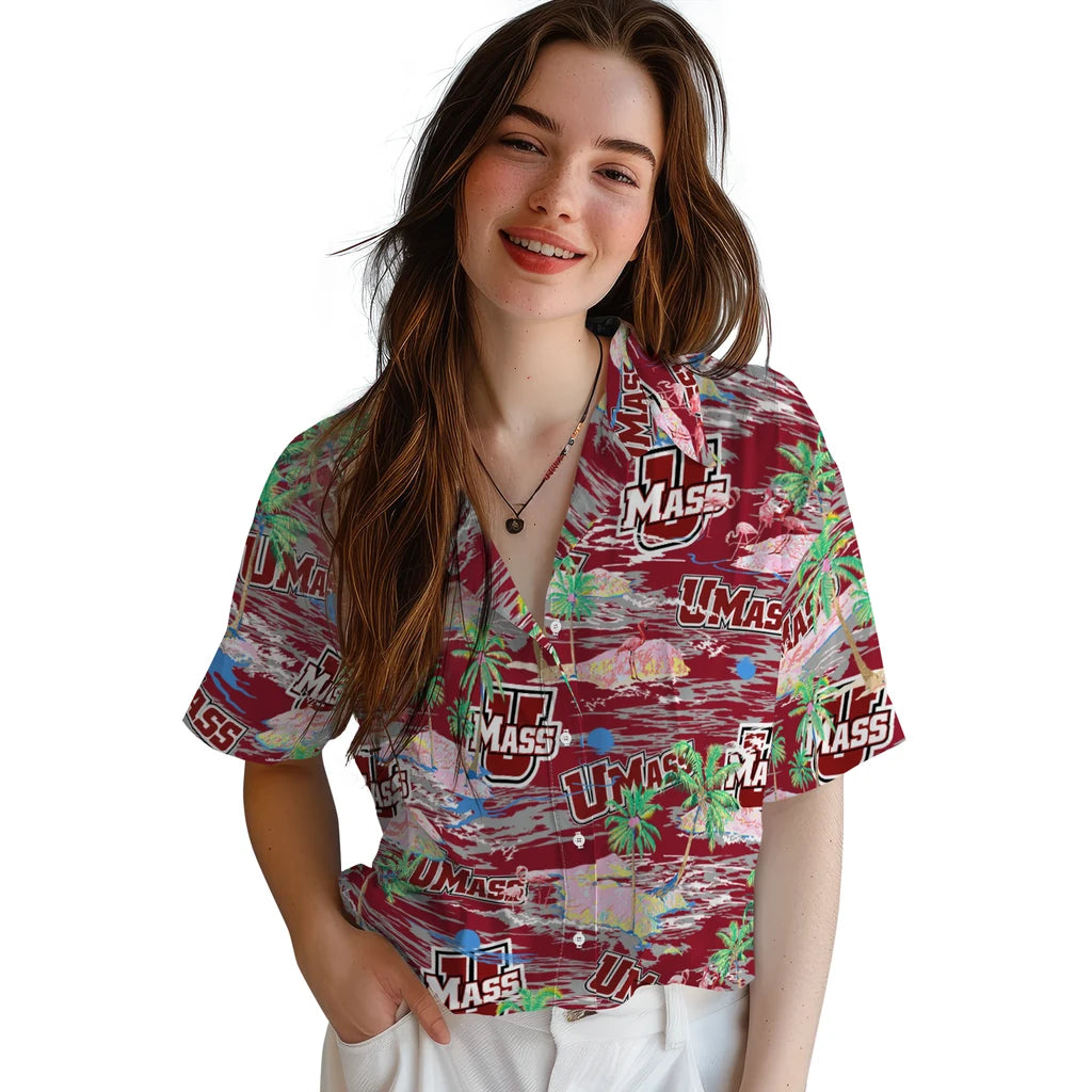 UMass Minutemen Flamingo Retreat 2026 Hawaiian Shirt – Moonbestprint