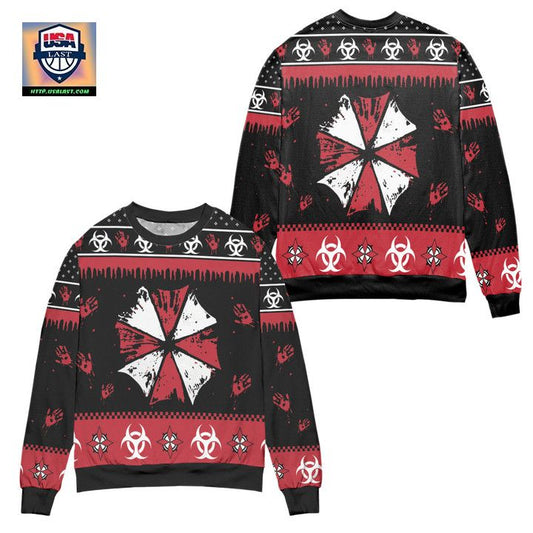 Umbrella Corps Resident Evil Bloody Handprints Ugly Christmas Sweater ? Usalast